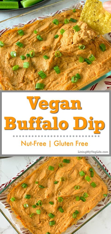 Vegan Buffalo Chicken Dip, Vegan Buffalo Dip, Vegan Buffalo Chicken, Dip Vegan, Buffalo Dip, Vegan Party Food, Healthy Appetizer, Vegan Junk Food, Plant Based Snacks