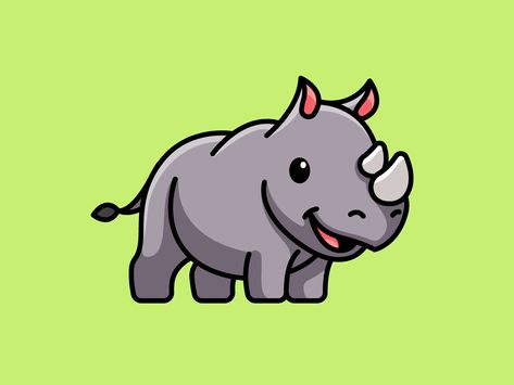 Rhino by Alfrey Davilla | vaneltia on Dribbble Rhino Drawing, Rhino Illustration, Animal Outline, Arte Doodle, Dinosaur Illustration, Drawing Heads, Great Horned Owl, Mascot Design, Cute Animal Drawings