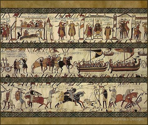 Bayeux Tapestry Bayeaux Tapestry, Medieval Embroidery, Medieval England, Bayeux Tapestry, Medieval Tapestry, Early Middle Ages, Tapestry Art, 11th Century, Medieval History