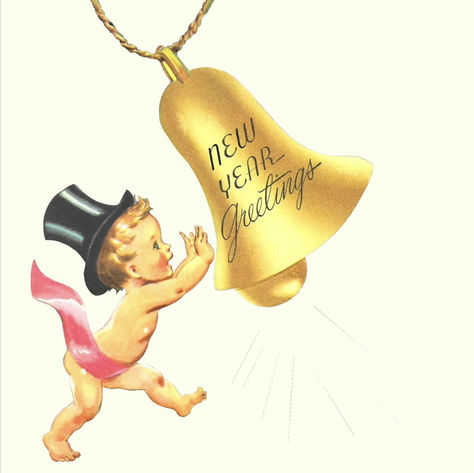 Retro Baby New Year with top hat and gold bell Vintage New Years Eve Postcards, Vintage New Years Cards, New Years Vintage, Vintage New Years Eve, Vintage New Years, New Years Eve Pictures, Retro New Year, New Year Vintage, Baby New Year