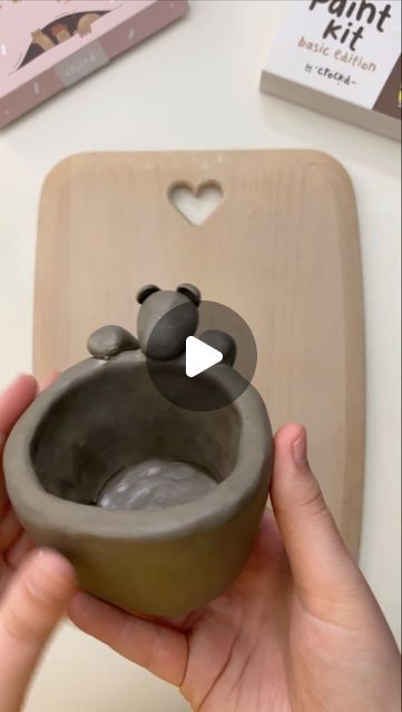 Hug Mug, Cute Pottery, Pottery Tutorials, Clay Videos, Pottery Videos, Bear Hug, Cute Bear, Ceramic Clay, Cute Bears