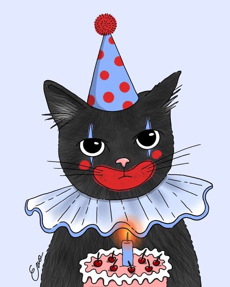 Happy Birthday Cute, Meme Love, Clown Paintings, Love Affection, Birthday Cute, Cute Clown, Cute Birthday Gift, Cat Meme, Funny Birthday Card