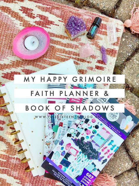 My Happy Grimoire Book of Shadows   Going into 2020 I want to share more of my chosen spiritual path here on the blog. This place has always been a space for me to share what I'm doing and has evolved with me in the 10 years I've been blogging....so let's jump in with another post! Today we're gonna talk about my Book of Shadows my Happy Grimoire!  this post contains affiliate links please see my full dislcosure here.  What the heck is a Happy Grimoire? Well the Happy Planner has come out with q Book Of Shadows Aesthetic Pages, Witch Planner Pages, How To Organize Your Grimoire, Grimoire Introduction Page, Witchy Planner Printables, Witch Planner Free Printable, Grimoire Organization, Grimoire Pages Ideas, Bujo Grimoire