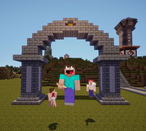 Minecraft Archway Entrance, Minecraft Gate, Minecraft Layout, Minecraft Arch, Castle Minecraft, Minecraft Town, Minecraft Kingdom, Zoo Map, Minecraft Create