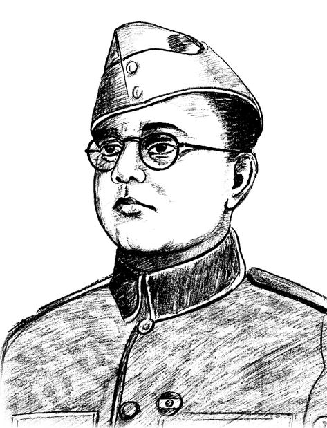 Netaji Sketch, Netaji Pic, Subash Chandra Bose Drawing, Subhash Chandra Bose Sketch, Netaji Subhas Chandra Bose Drawing, Subhash Chandra Bose Drawing, Subash Chandra Bose, Short Drawing, Indian Leaders