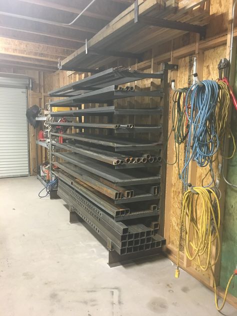 Small Welding Shop Layout, Metal Workshop Storage, Metal Fabrication Shop Ideas, Metal Workshop Layout, Metal Shop Organization, Welding Shop Organization, Welding Shop Layout, Welding Shop Ideas, Welding Setup