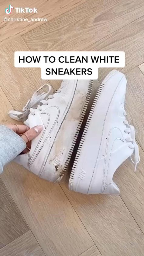 How to clean white sneaker Clean White Sneakers, How To Clean White Sneakers, How To Clean White Shoes, How To Tie Shoes, Easy Cleaning Hacks, Diy Clothes And Shoes, Diy Fashion Hacks, Everyday Hacks, Teen Life Hacks