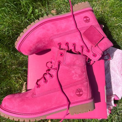 Timberlands  size 8 Pink Pink Timberland Boots Outfit, Pink Timbs, Pink Timberland Boots, Pink Timberlands, Birthday Shoes, Timberland Boots Outfit, Charcuterie Inspiration, Timberlands Shoes, Timberlands