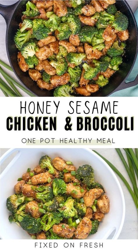 Honey sesame chicken and broccoli is one pot healthy chicken dinner that the whole family will love. Healthy ingredients and low in carbs, it's perfect for meal prep too! Sesame Chicken And Broccoli, Healthy Low Calorie Dinner, Healthy Sesame Chicken, Healthy Asian, Honey Sesame Chicken, Honey Sesame, Healthy Low Calorie Meals, Low Calorie Dinners, Healthy Version