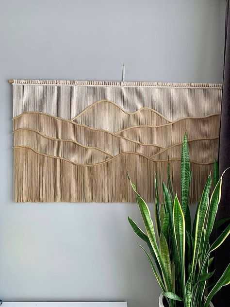 Dyed Macrame Wall Hangings, Landscape Macrame, Unique Wall Treatments, Wall Art Over Bed, Over Bed Decor, Art Over Bed, Hanging Macrame Wall Art, Macrame Wall Hanging Large, Modern Macrame Wall Hanging