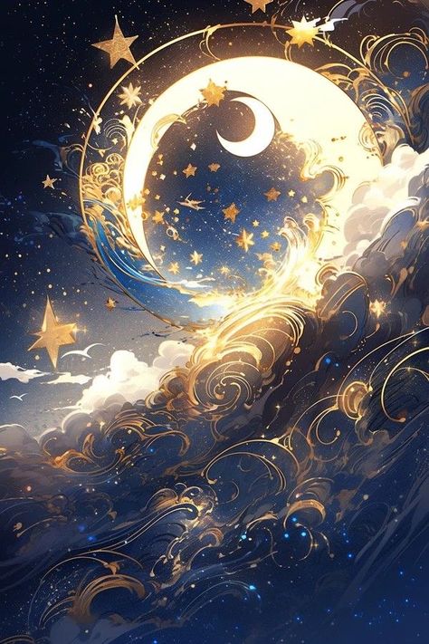 Whats Wallpaper, The Moon And Stars, Dreamy Artwork, Pretty Backgrounds, Celestial Art, Wallpaper Patterns, Cool Wallpapers Art, Fantasy Art Landscapes, 판타지 아트