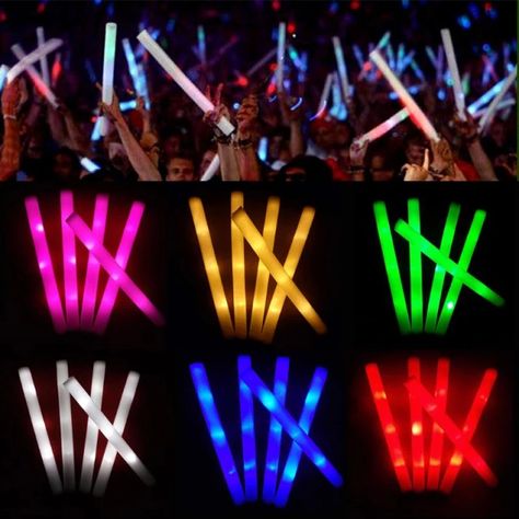 30/50 Pcs Led Foam Bar Glow In The Dark Light-Up Foam Sticks LED Soft Batons Rave Glow Wands Flashing Tube Concert for Party _ - AliExpress Mobile Led Foam Sticks, Foam Glow Sticks, Glow Stick Party, Led Light Stick, Fete Saint Patrick, Wedding Party Supplies, Glow Party, Presents For Kids, Dj Lighting