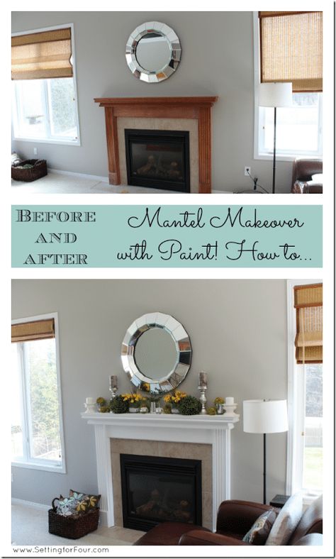 Painted Mantel, Mantel Makeover, Wood Mantel, Paint Tutorial, Paint Fireplace, Wood Fireplace Mantel, Trendy Living Rooms, Design Websites, Wood Fireplace