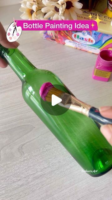 Kashmira Art | Home Decor | DIY on Instagram: "New Bottle 🍾 New Colour 🩷Magenta 💖
One more Quick & Easy Bottle Art Idea ✨ 
Colours 👉🏻👉🏻👉🏻 @flashpaints_official 
use my code KASHMIRAFLASH10
to get 10% discount🥰
.
.
#bottleart #bottlepainting #flashpaintsofficial #bottleartwork #easydiy #diyprojects #homedecorproducts #acrylicpainting 
( Simple Bottle Painting , bottle art, DIY bottle Art, home decor ideas, easy diy ideas, diy crafts )" Glass Bottles Art Paint Easy, Whiskey Bottle Crafts Diy, Simple Bottle Painting Ideas, Painting Bottles Diy Ideas, Bottle Art Painted Easy Diy, Wine Bottle Painting Ideas, Whiskey Bottle Crafts, Diy Bottle Art, Beer Bottle Diy