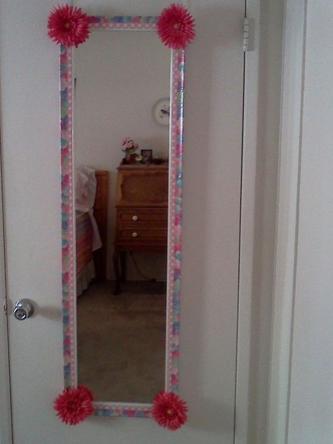 Decorate A Mirror, Full Length Mirror Decor Ideas, Mirror Tape, Fun Bedroom, Mirror Decor Ideas, Relaxing Decor, Warm Decor, Frameless Mirror, How To Hang