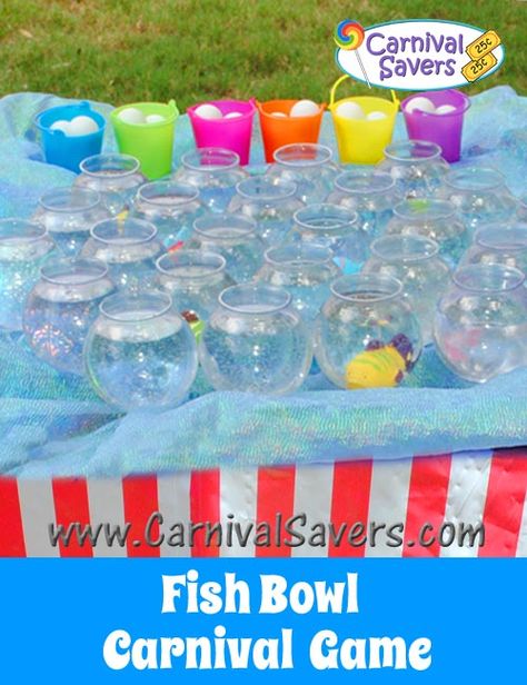 Fish Bowl Carnival Game - Easy Setup - great for school carnivals and fundraising carnivals too! Fundraising Carnival, Fish Bowl Game, Easy Halloween Games, Diy Carnival Games, Festival Activities, Carnival Games For Kids, Church Picnic, Theme Carnaval, Carnival Birthday Party Theme