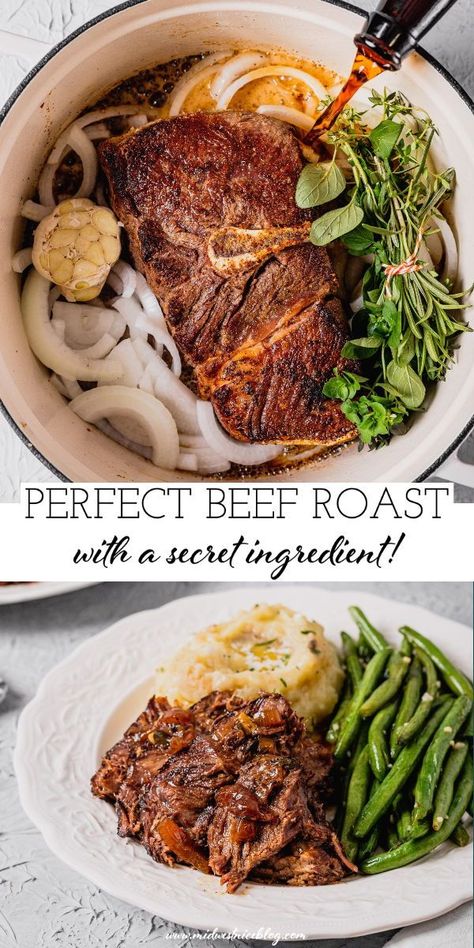 Chuck Roast Recipe Oven, Braised Pot Roast, Beef Roast Recipe, Beer Braised Beef, Mississippi Roast Recipe, Crockpot Roast Recipes, Chuck Roast Recipes, Pot Roast Crock Pot Recipes, Pot Roast Recipe