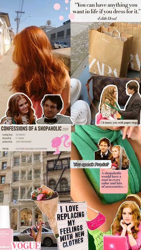 Something Borrowed Movie, Romcom Movies, Movie Collage, Confessions Of A Shopaholic, Girly Movies, Inspirational Movies, Isla Fisher, Romantic Films, Scrapbook Book