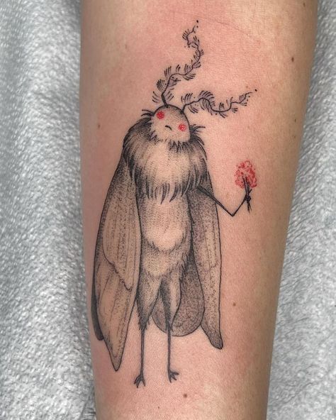 Moth Man Tattoo Cute, Moth Tattoos Men, Skeleton Moth Tattoo, Cute Mothman Tattoo, Moth Man Drawing, Moth Man Art, Moth Man Tattoo, Cute Moth Art, Cute Moth Drawing