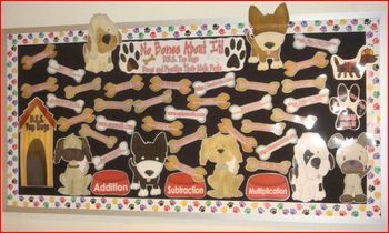 Search Result: Bulletin dog - TeachersPayTeachers.com Dog Bulletin Board, 1st Grade Math Games, Elementary Bulletin Boards, Fact Practice, No Bones About It, Math Fact Practice, Puppy Room, Teacher Bulletin Boards, Division Facts