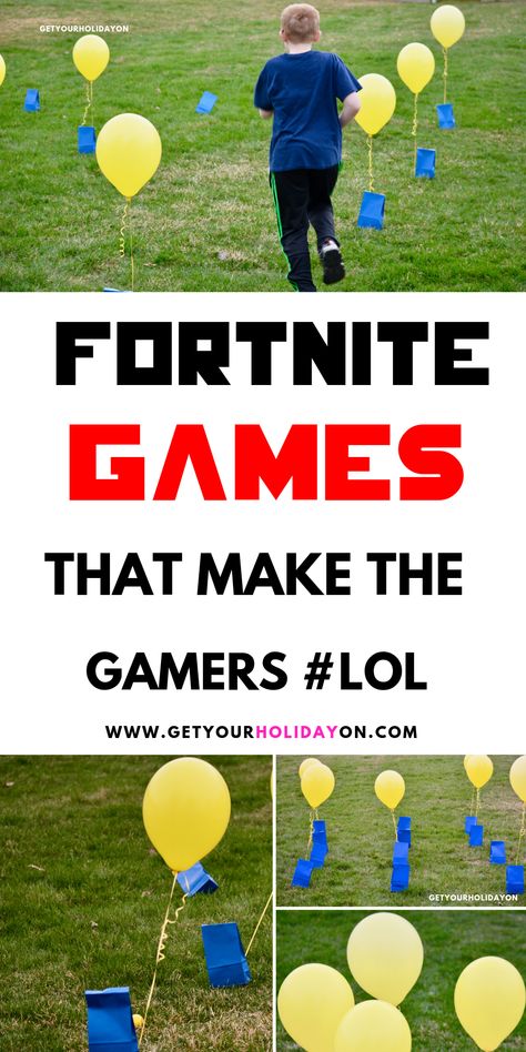 Fortnite Birthday Party Games, Fortnite Party Games, Party Games Diy, Fortnight Party, Boys Birthday Party Games, Moms Girl, Fortnite Birthday Party, Backyard Party Games, Playing Fortnite