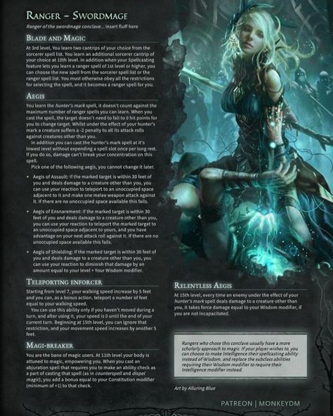 Ranger Homebrew 5e, Dnd 5e Homebrew Subclasses Ranger, Homebrew Ranger Archetype, Ranger Archetype 5e, Dnd 5e Ranger Subclasses, Dungeons And Dragons Ranger, 5e Classes, Dnd Subclasses, Homebrew Classes