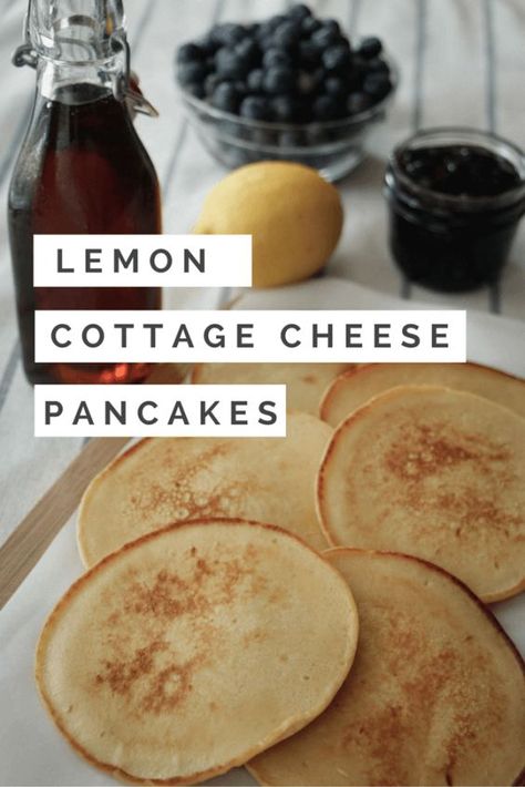 I first tried these lemon cottage cheese pancakes while staying at The Four Seasons Los Angeles in Beverly Hills.  Instead of the Cali-style breakfast of fresh mixed juices characteristic of LA culture, I was lured into a bit more of an indulgent breakfast.  But the protein in the cottage cheese certainly makes them more nutritionally filling.  They’re light, a bit creamy, and best served with a side of blueberry preserves. Lemon Cottage Cheese Pancakes, Lemon Cottage Cheese, Blueberry Preserves, Berry Cobbler Recipes, Lemon Pancakes, Lemon Ricotta Pancakes, Cottage Cheese Pancakes, Ricotta Pancakes, Cheese Pancakes