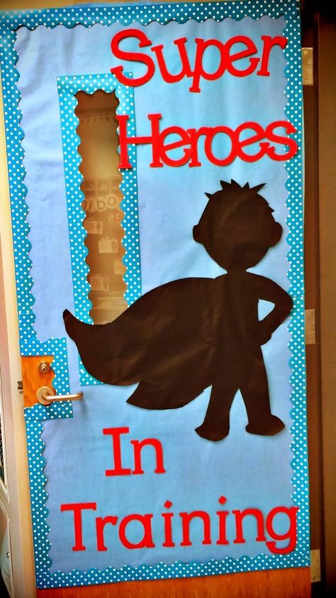 Classroom Door Decor Ideas Superhero Classroom Door, Superhero Classroom Theme, Superhero Crafts, Superhero Classroom, Super Hero Theme, School Doors, Class Theme, Door Decorations Classroom, New Classroom