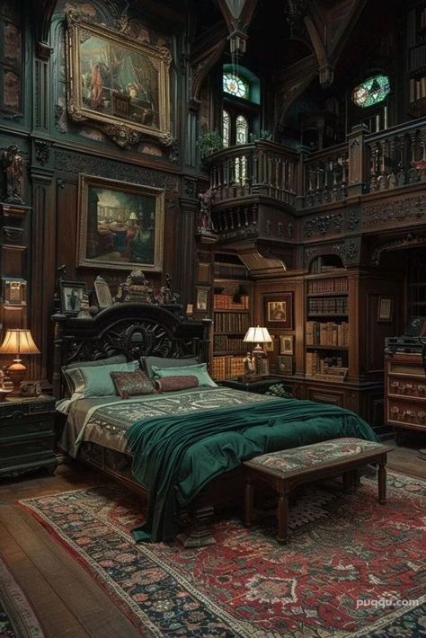 Dark Academia Bedroom Ideas, Academia House, Dark Academia Bedroom, Dark Academia Interior, Dark Academia Home, Academia Bedroom, Academia Room, Victorian Bedroom, Dark Academia Decor