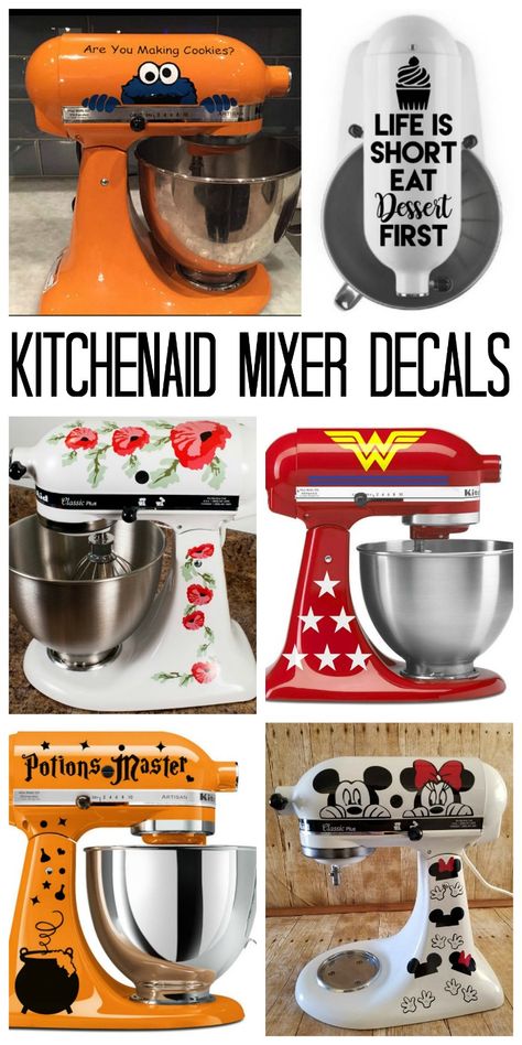 A collection of KitchenAid mixer decals to really amp up your machine! Kitchenaid Mixer Decals, Mixer Decals, Mixer Recipes, Country Chic Cottage, Kitchenaid Mixer, Smitten Kitchen, Cricut Tips, Organizing Hacks, Cricut Explore Air 2