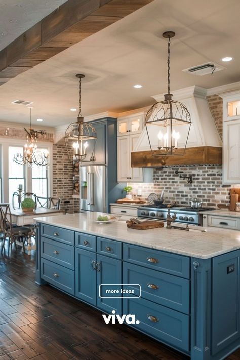 Kitchen With Island Ideas, Quartzite Kitchen Island, Modern Farmhouse Kitchen Decor, Kitchen Goals, Kitchen With Island, Purple Kitchen, Wood Island, Integrated Appliances, Life Board