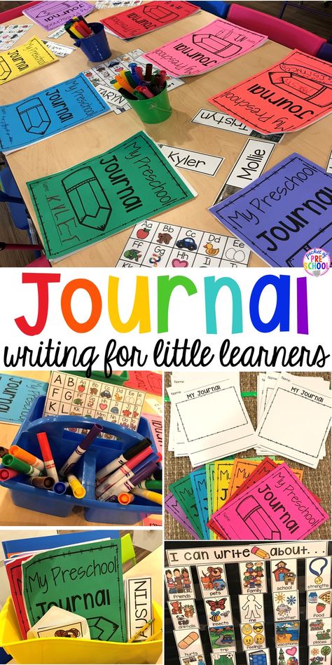 Writing For Preschool, Writing Center Preschool, Kindergarten Journals, Pre-k Writing, Home Decor Hallway, Preschool Journals, Pocket Of Preschool, Prek Classroom, Decor Hallway