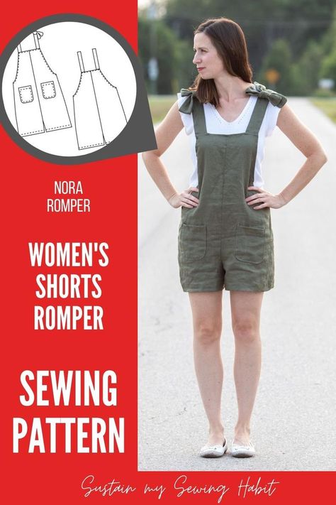 Romper Sewing Pattern, Diy Shorts, Short Romper, Shorts Romper, Print Layout, Denim Romper, Paper Pattern, Short Rompers, Pdf Sewing Patterns