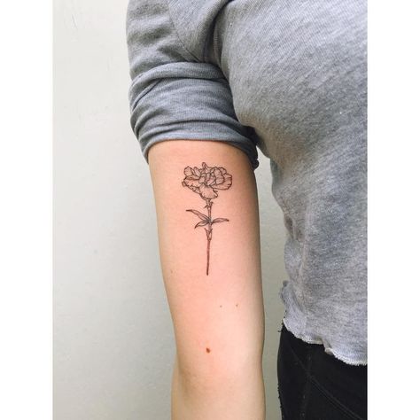 add lyrics somewhere Hadestown Tattoo, Flower Knee Tattoo, Carnation Flower Tattoo, Carnation Tattoo, Related Tattoos, Flower Bouquet Tattoo, Flower Tattoo Back, Bouquet Tattoo, Beautiful Flower Tattoos