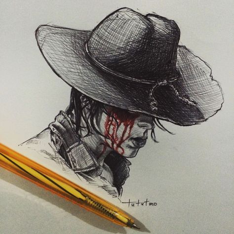 Walking Dead Drawings, Walking Dead Tattoo, Carl The Walking Dead, Zombie Drawings, Grumpy Cats, Walking Dead Art, Walking Dead Memes, Dead Memes, Chandler Riggs