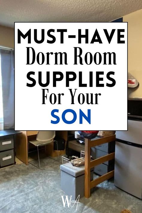 Your Son is going to need these dorm supplies. We had our college students spill the best dorm supplies so you can be prepared for move-in 5 Senses Gifts, College Dorm List, College Dorm Diy, Dorm Room Supplies, College Dorm Room Organization, 25 Gift Ideas, Dorm Headboard, Boys Dorm Room, College Packing Lists