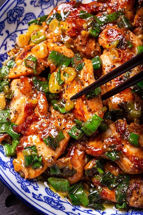 Scallion Chicken Scallion Chicken Recipe, Scallion Chicken, Chinese Cooking Recipes, Easy Chinese, Think Food, Tender Chicken, Chinese Cooking, Chicken Dishes Recipes, Asian Cooking