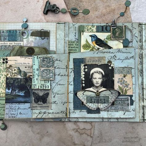 Tim Holtz Ideaology, Journal Fodder, Journal Jewelry, Mixed Media Journal, Elizabeth Craft Designs, Vintage Junk Journal, Creative Journal, Handmade Book, Vintage Journal