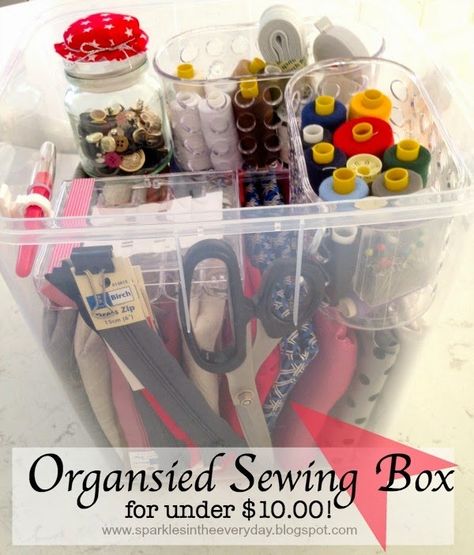 'DIY - Organised Sewing Box ...for under $10.00...!' (via Hometalk) Basket Diy Ideas, Old Filing Cabinet, Craft Stand, Sewing Pin Cushion, Diy Pin Cushion, Coffee Jars, Diy Basket, Sewing Projects For Kids, Craft Corner