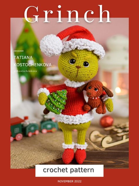 This document provides instructions for crocheting an amigurumi Christmas tree character named Max. It includes materials needed, abbreviations, and step-by-step directions for making the arms, legs, body, head, cap and assembling the pieces. Color changes and stuffing are noted throughout the pattern. Christmas Tree Character, Amigurumi Christmas Tree, Safari Monkey, Surgical Suture, Christmas Crochet Patterns Free, Grinch Christmas Tree, Amigurumi Christmas, Crochet Xmas, Crochet Amigurumi Free