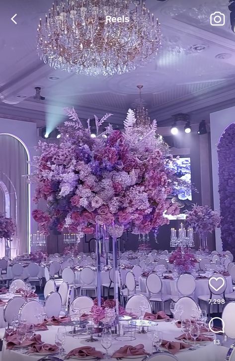 Purple Fairy Theme Quince, Lilac And Rose Gold Wedding, Elegant Quinceanera Themes, Light Purple Wedding Theme, Pastel Reception, Lavender Wedding Reception, Lavender And Pink Wedding, Purple Theme Wedding, Purple Wedding Reception