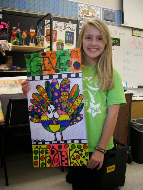 Jamestown Elementary Art Blog: 4th grade Graphic Design and Folk Art Patterned Turkeys! Turkey Art Projects, Maternity Art, Thanksgiving Art Projects, Afterschool Program, November Art, Art Elementary, Adaptive Art, Art Docent, November Ideas