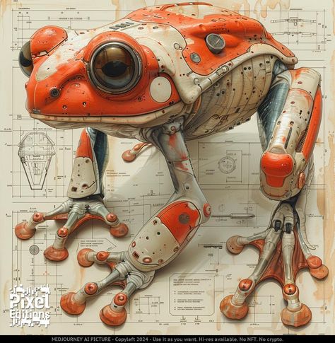 Today game: identify the animal used as a base for these nifty robots! #pixeleditions #pixedmagazine #midjourney #promptart #robots #futuretechnology #aiart #aiartwork #artificialintelligence #aiforfreedom Robot City, Frog Species, Steampunk Animals, Mechanical Animals, Robot Animal, Arte Robot, Robot Design, Robot Art, Art Model