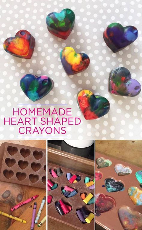 How to make homemade heart shaped crayons Candy Outfits, Homemade Crayons, Heart Shaped Crayons, Candy Homemade, Crayon Valentines, Market Day Ideas, Candy Valentines, Diy Crayons, Craft To Make