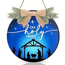 Christmas Wreath Wall, Front Door Decorations, Family Farmhouse, Christmas Plaques, Oh Holy Night, Christmas Wall Hangings, Christmas Rock, Christmas Porch Decor, Holiday Door