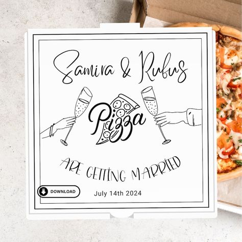 Wedding Pizza Box Personalizable, Pizza Box Custom Wedding Pizza Box, Wedding Favor Pizza Party Custom Pizzaz Box Pizza Box, Pizza Boxes, July 14th, Pizza Party, Custom Boxes, Wedding Favor, Custom Wedding, Getting Married, Wedding Favors