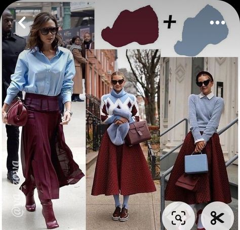 Jewel Tones Outfit Color Combos, Maroon Colour Combination Outfit, Wine Color Combinations Outfits, Burgundy Outfit Ideas Color Combos, Burgundy Colour Combinations, Plum Outfit Ideas, Fashion Trends 2023 Spring Summer Women, Looks Kate Middleton, Rok Outfit