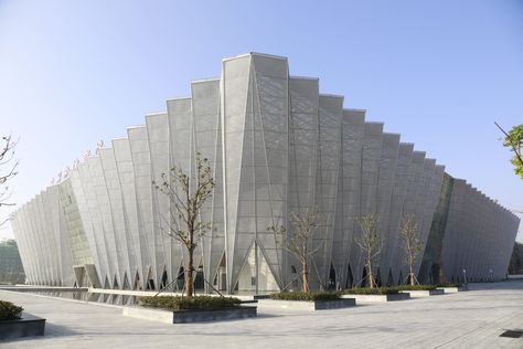 Bozhou Statium / Yuan Ye Architects Facade Skin, Space Truss, City Living Room, Aquatic Center, Stadium Architecture, China Architecture, Expo Center, Outdoor Steps, Architecture Exterior