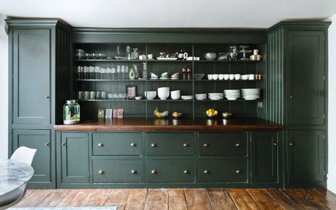 Green Pantry, Tudor Kitchen, Green Dresser, Tudor Revival, Castles In England, Wooden Gates, Attic Rooms, House Windows, Kitchen Cabinetry