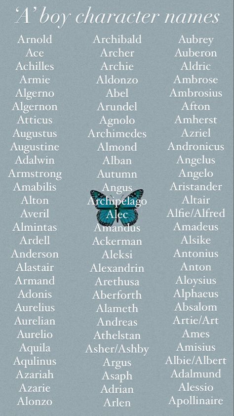 Boy names beginning with ‘A’. Male Names Starting With A, Elemental Names Water, Asgardian Names, Male Nature Names, Princely Names, Character Name Ideas Male, Cute Male Names, Vintage Male Names, Rare Beautiful Names Male